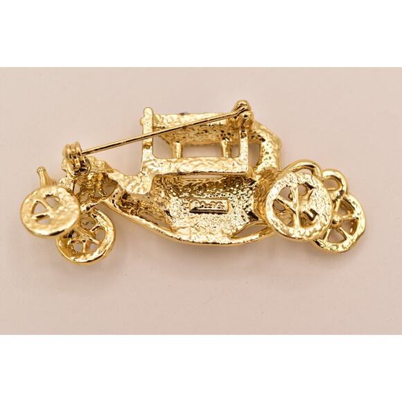Danecraft Vintage Car Pin Brooch Crystal Classic Antique Show Gold NOS BinA18 - Picture 11 of 12